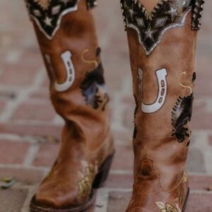 RODEO QUINCY Rosa Amarillo Cowgirl Boots